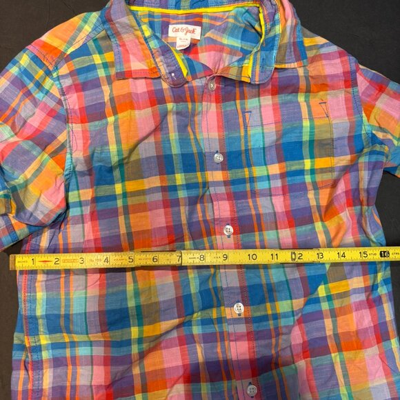 Cat & Jack Boys’ Plaid Button-Up Shirt – Multi-Colored, Dress/Casual XL - Picture 2 of 6